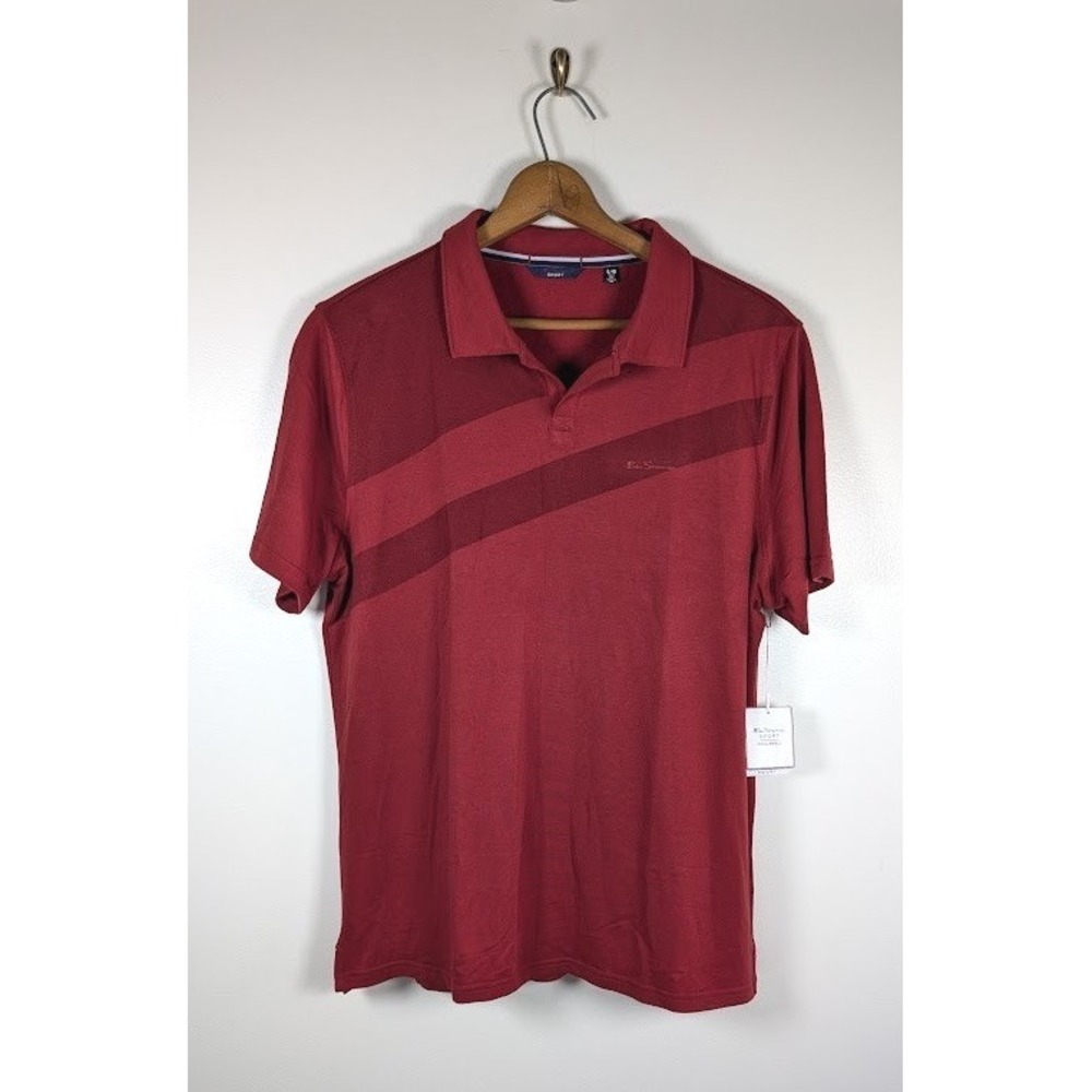 Ben Sherman Sport Polo Shirt Men Large Pickleball Activewear Wicking Stretch NEW